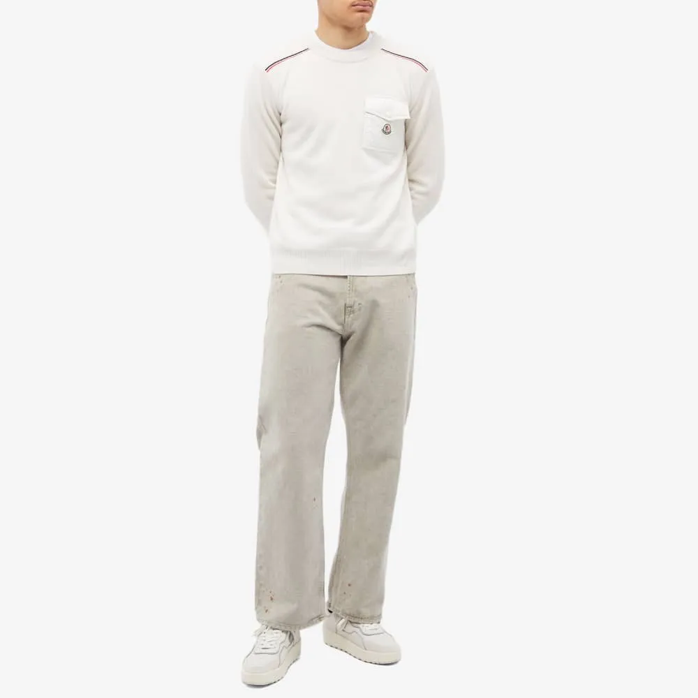 Moncler Maya Crew Neck Pocket Jersey, White