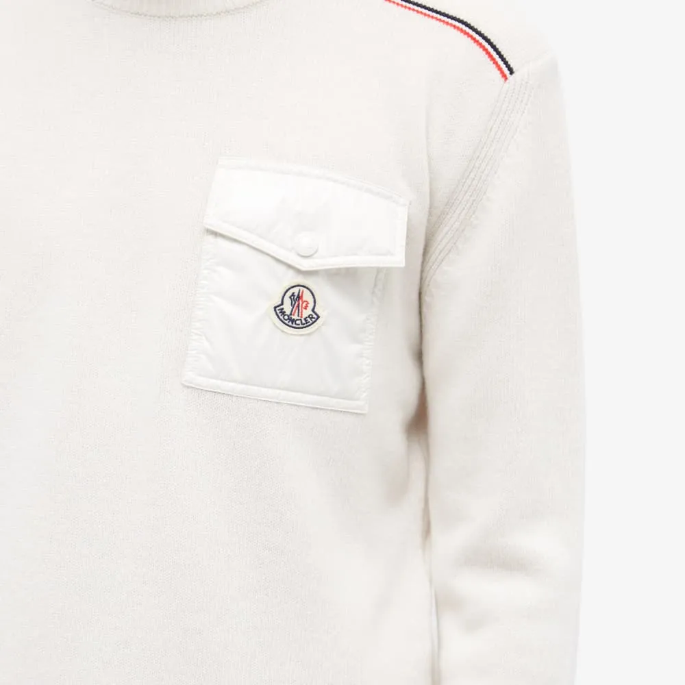 Moncler Maya Crew Neck Pocket Jersey, White