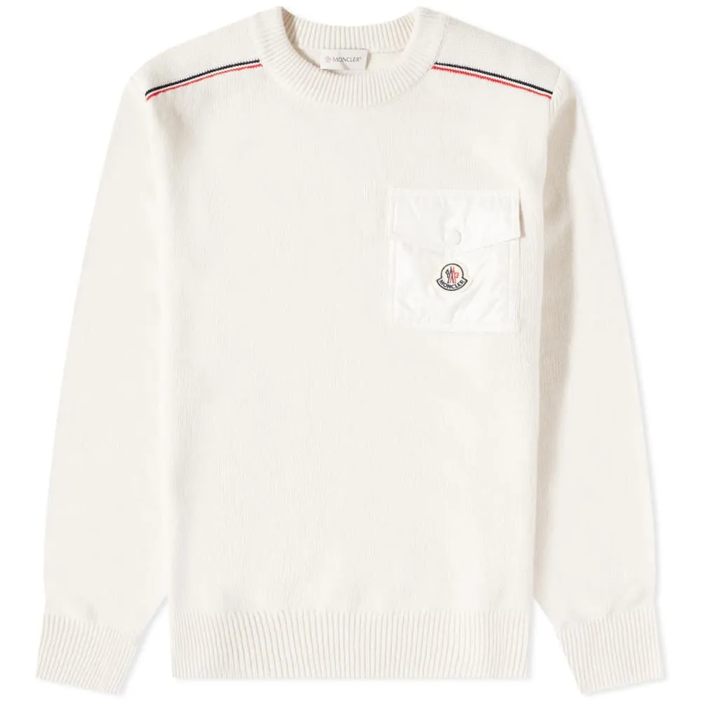 Moncler Maya Crew Neck Pocket Jersey, White