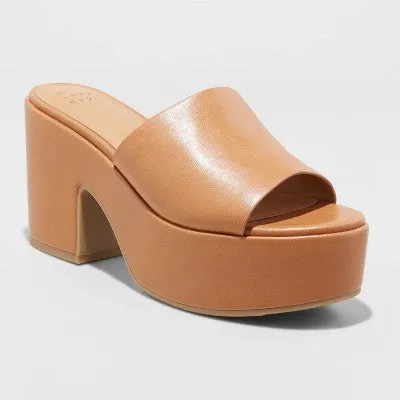 New - Women's Ricky Platform Heels - A New Day Cognac 7