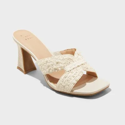 New - Women's Tia Mule Heels - A New Day Cream 9.5