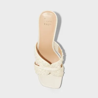 New - Women's Tia Mule Heels - A New Day Cream 9.5