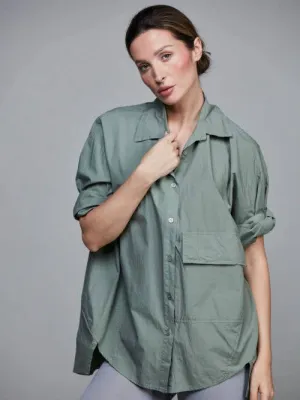 Pocket Cotton Short Shirt  Army