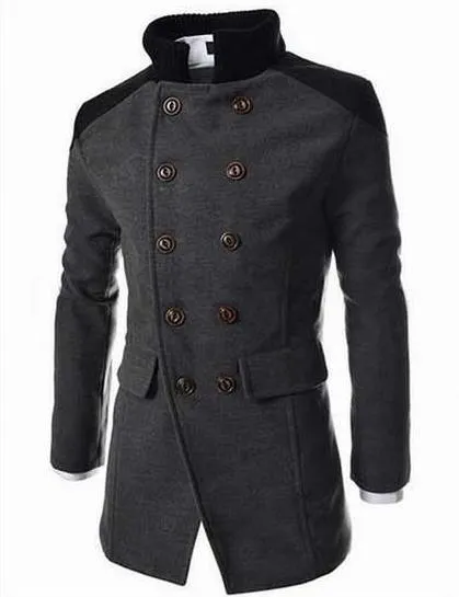 Premium Double Breasted Wool Blend Peacoat