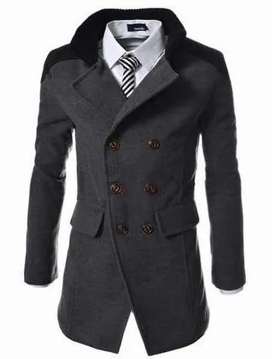 Premium Double Breasted Wool Blend Peacoat