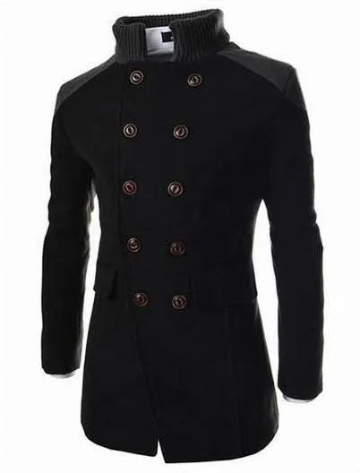 Premium Double Breasted Wool Blend Peacoat