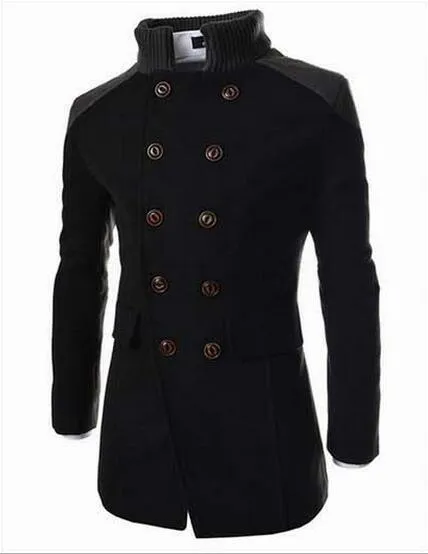 Premium Double Breasted Wool Blend Peacoat