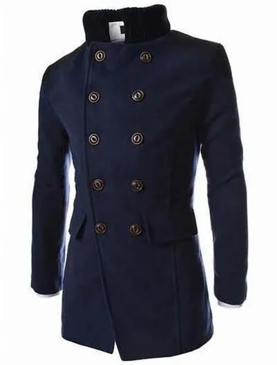 Premium Double Breasted Wool Blend Peacoat