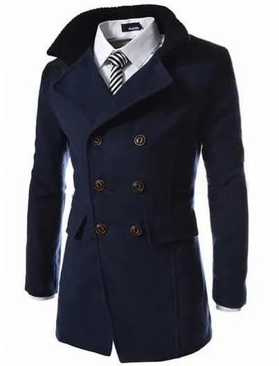 Premium Double Breasted Wool Blend Peacoat