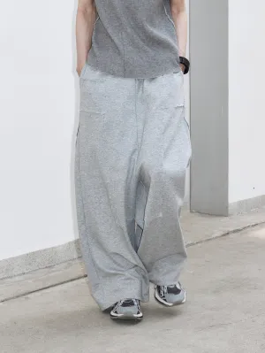 Raw-edge loose pants