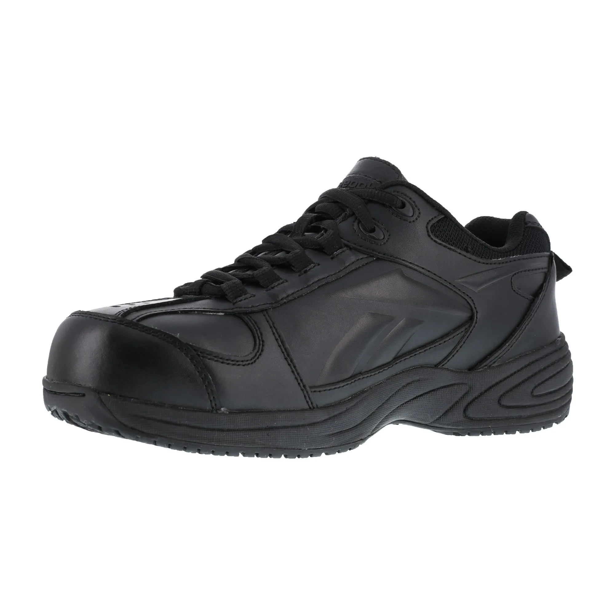 Reebok Mens Black Leather Street Sport Jogger Oxford Jorie Comp Toe