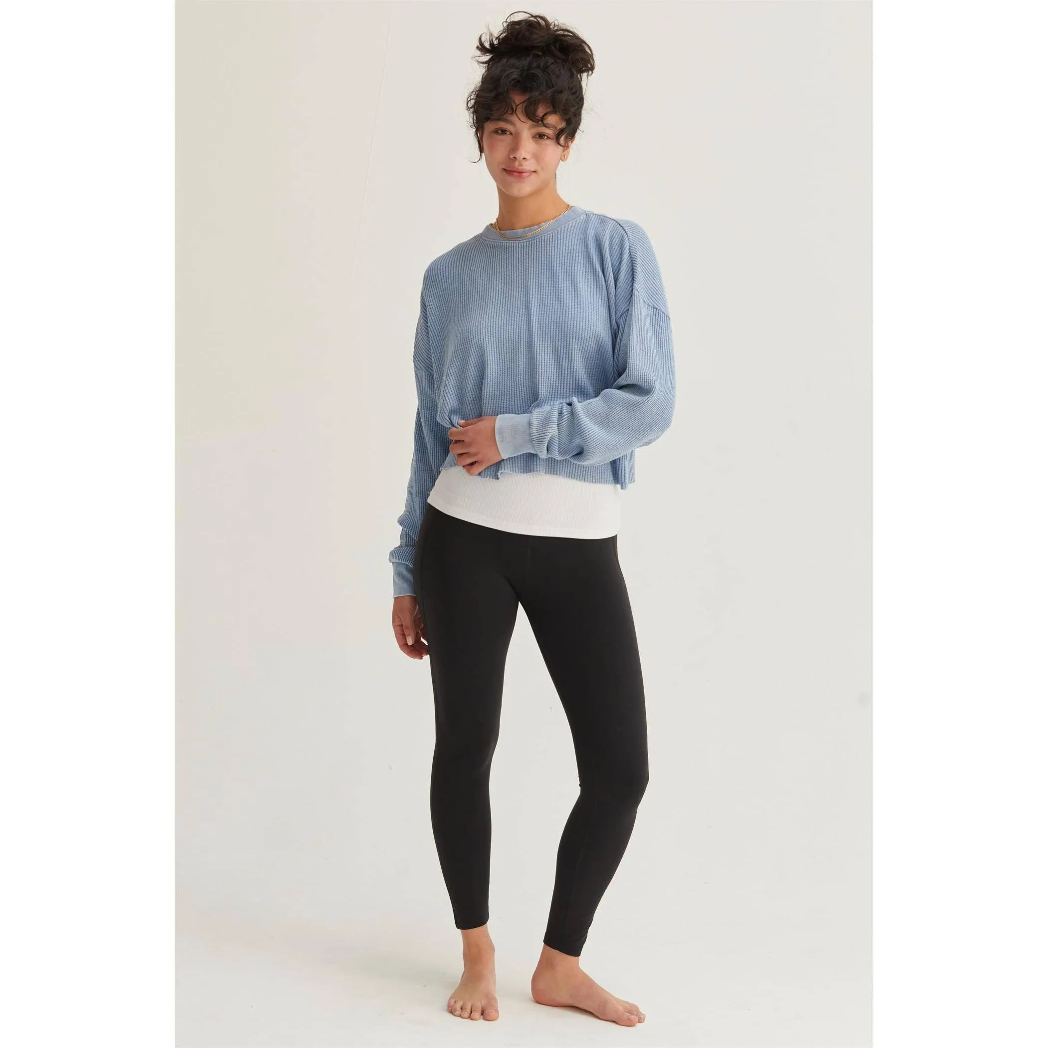 RIBBED LONG SLEEVE CROP SWEATER