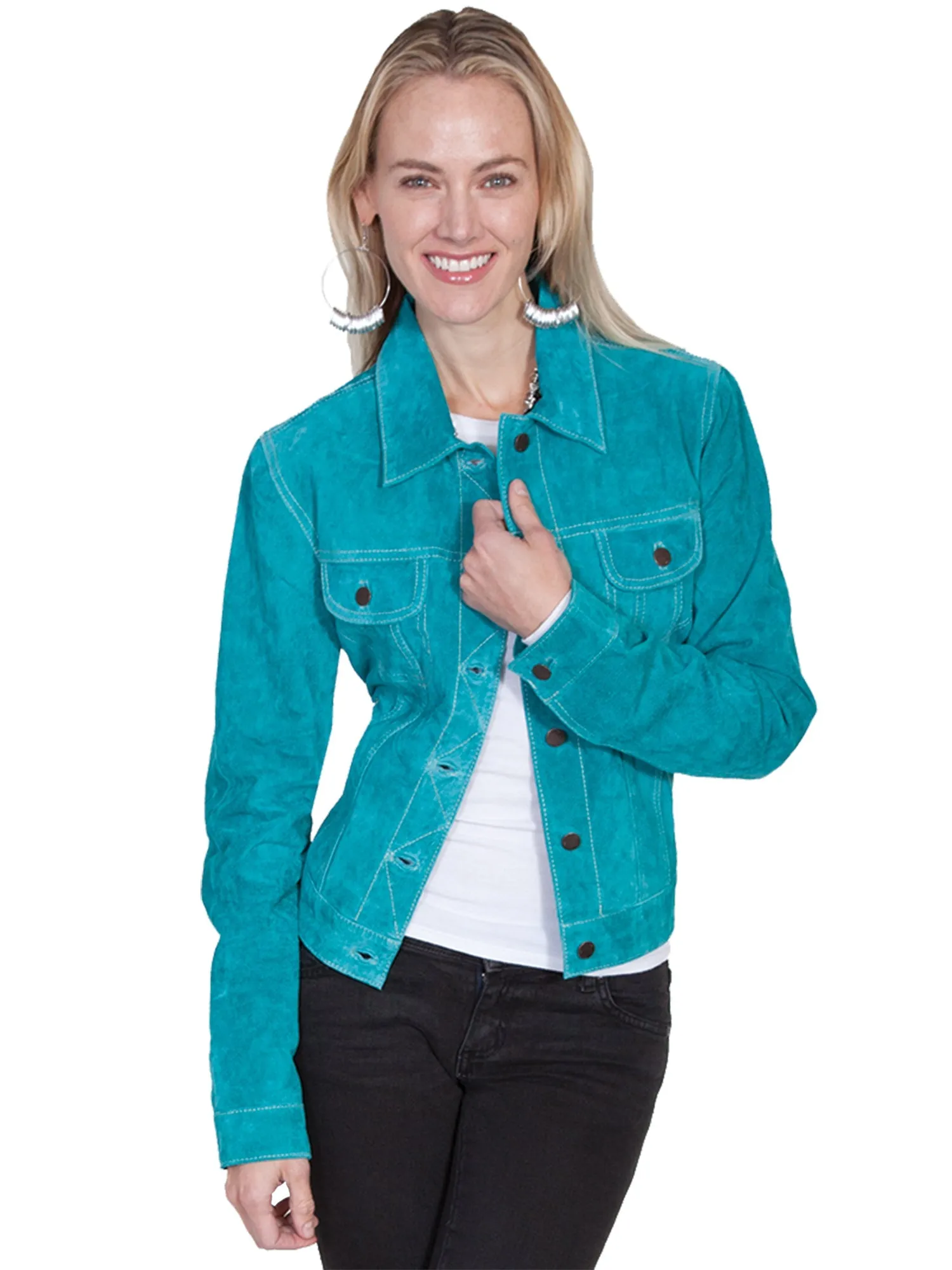 Scully Womens Turquoise Boar Suede Jacket XL