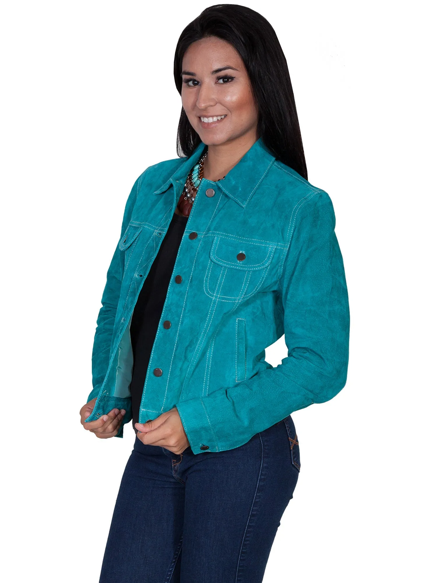 Scully Womens Turquoise Boar Suede Jacket XL