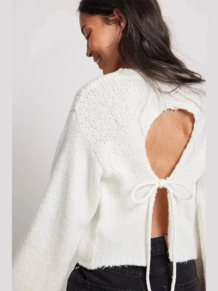 Sculpted Serenity Backless Knit Top