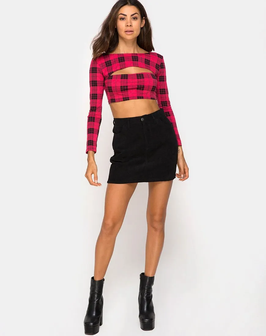 Shimla Crop Top in Winter Plaid Red / Black