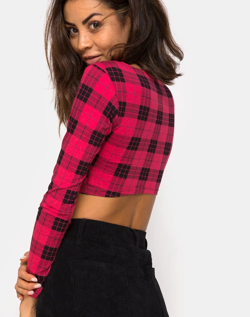 Shimla Crop Top in Winter Plaid Red / Black