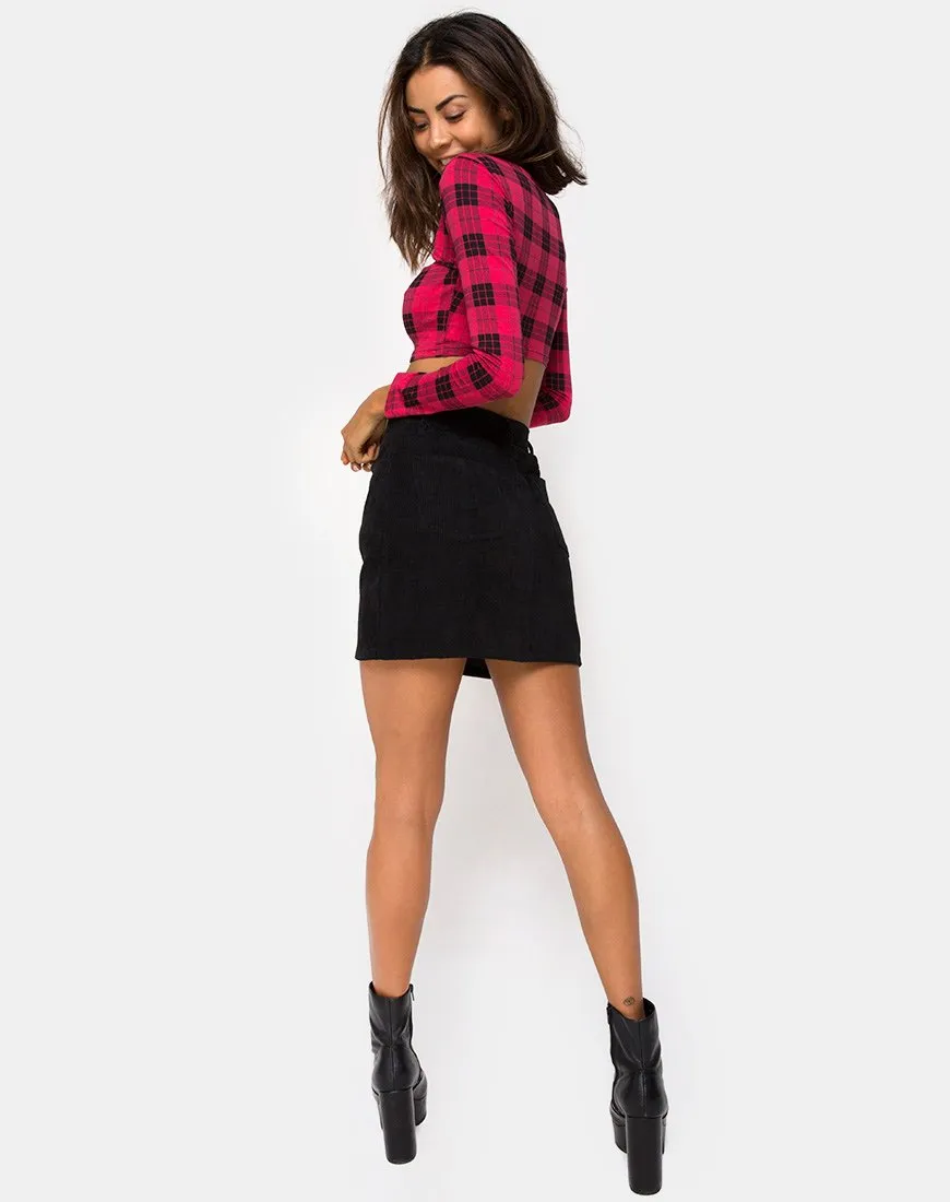 Shimla Crop Top in Winter Plaid Red / Black