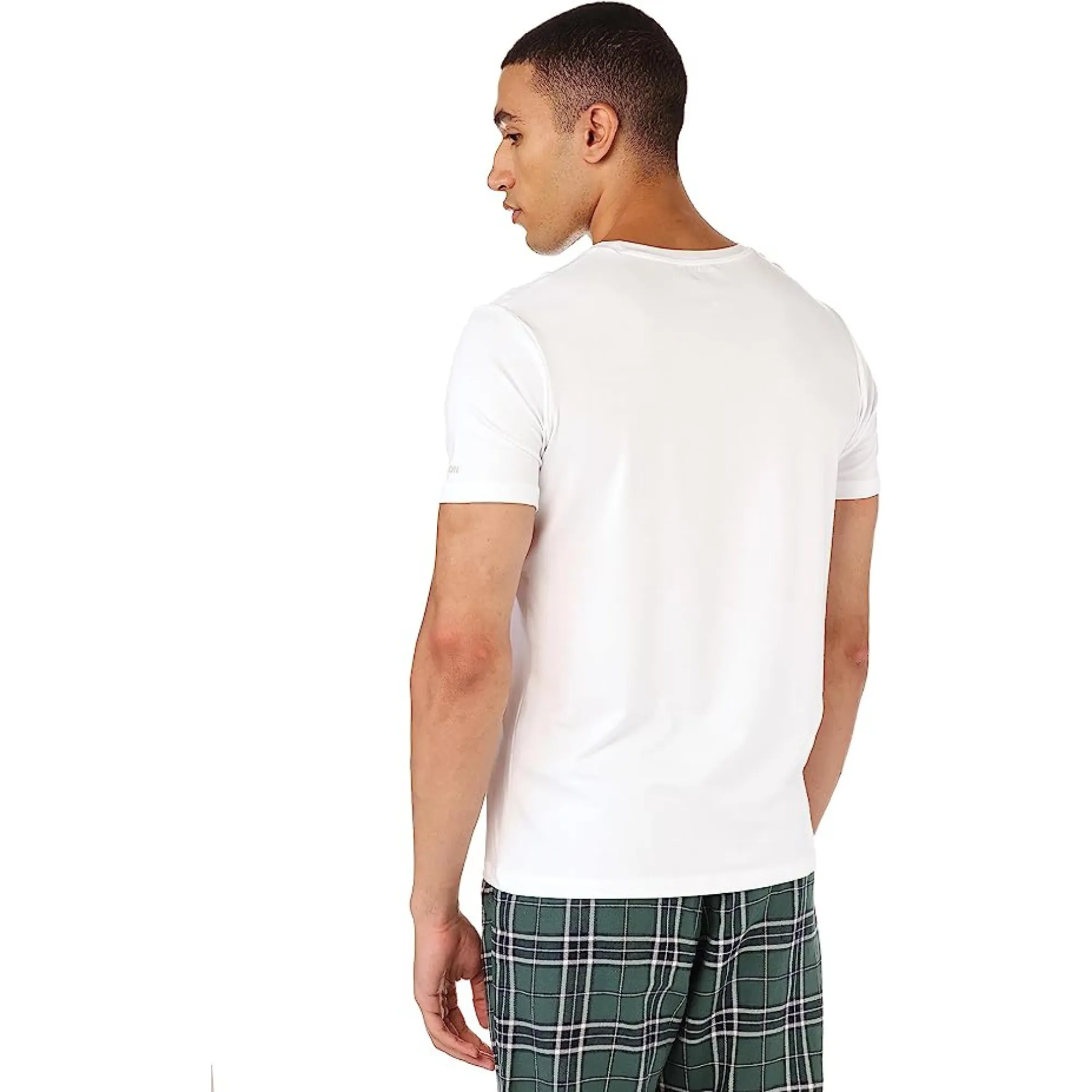 Short Sleeve Undershirt For Men Round Neck - White