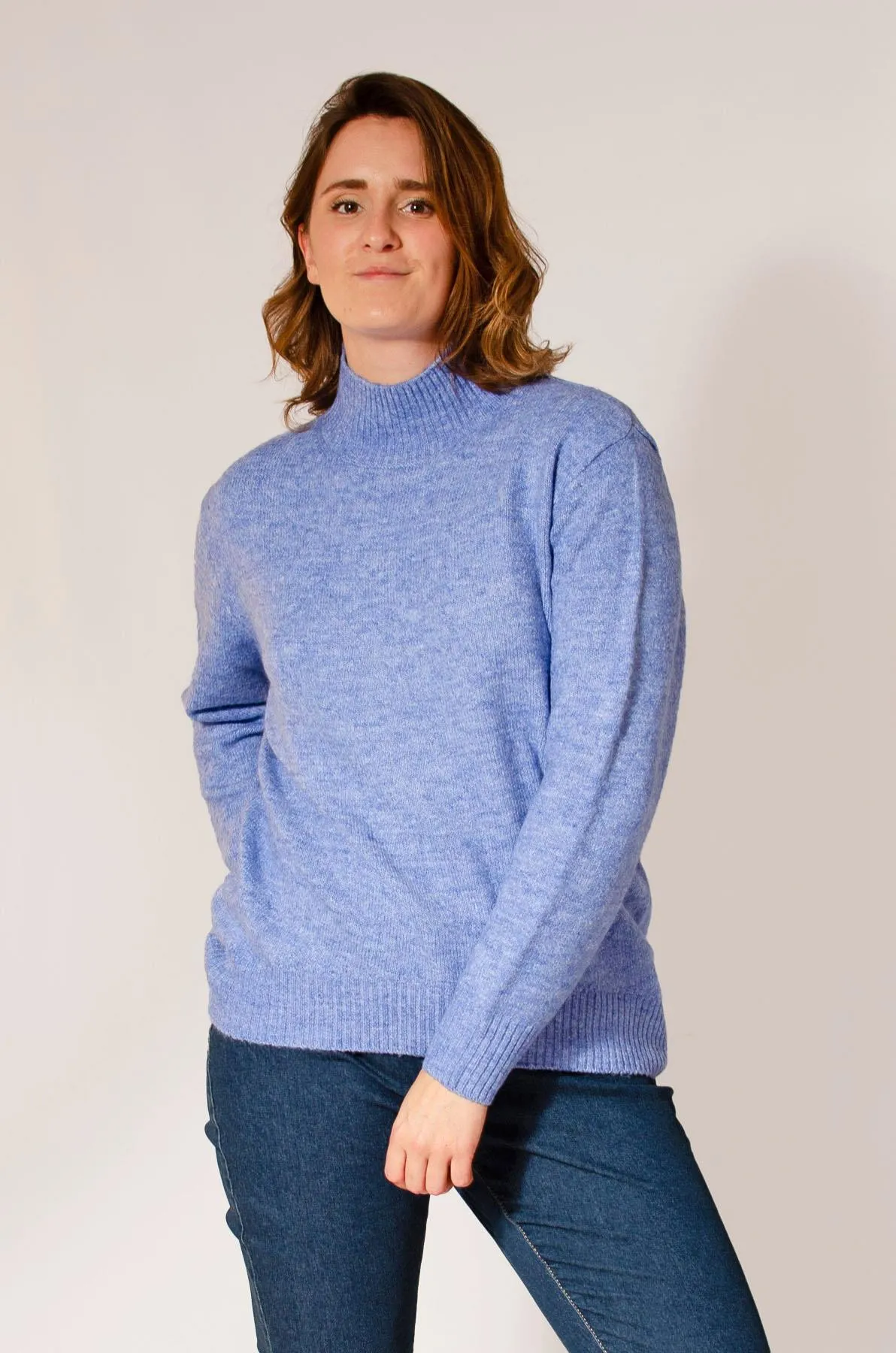 Soft Knit Long Funnel Neck Jumper