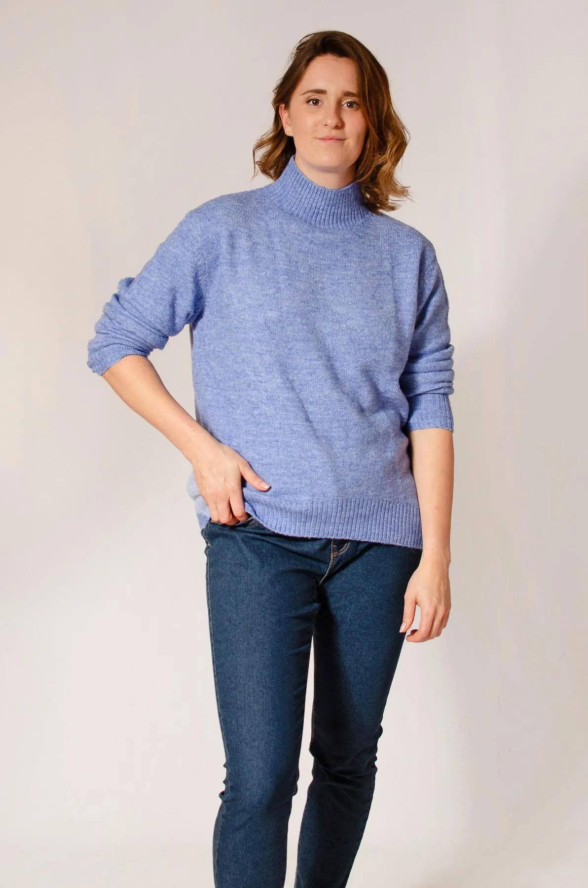 Soft Knit Long Funnel Neck Jumper