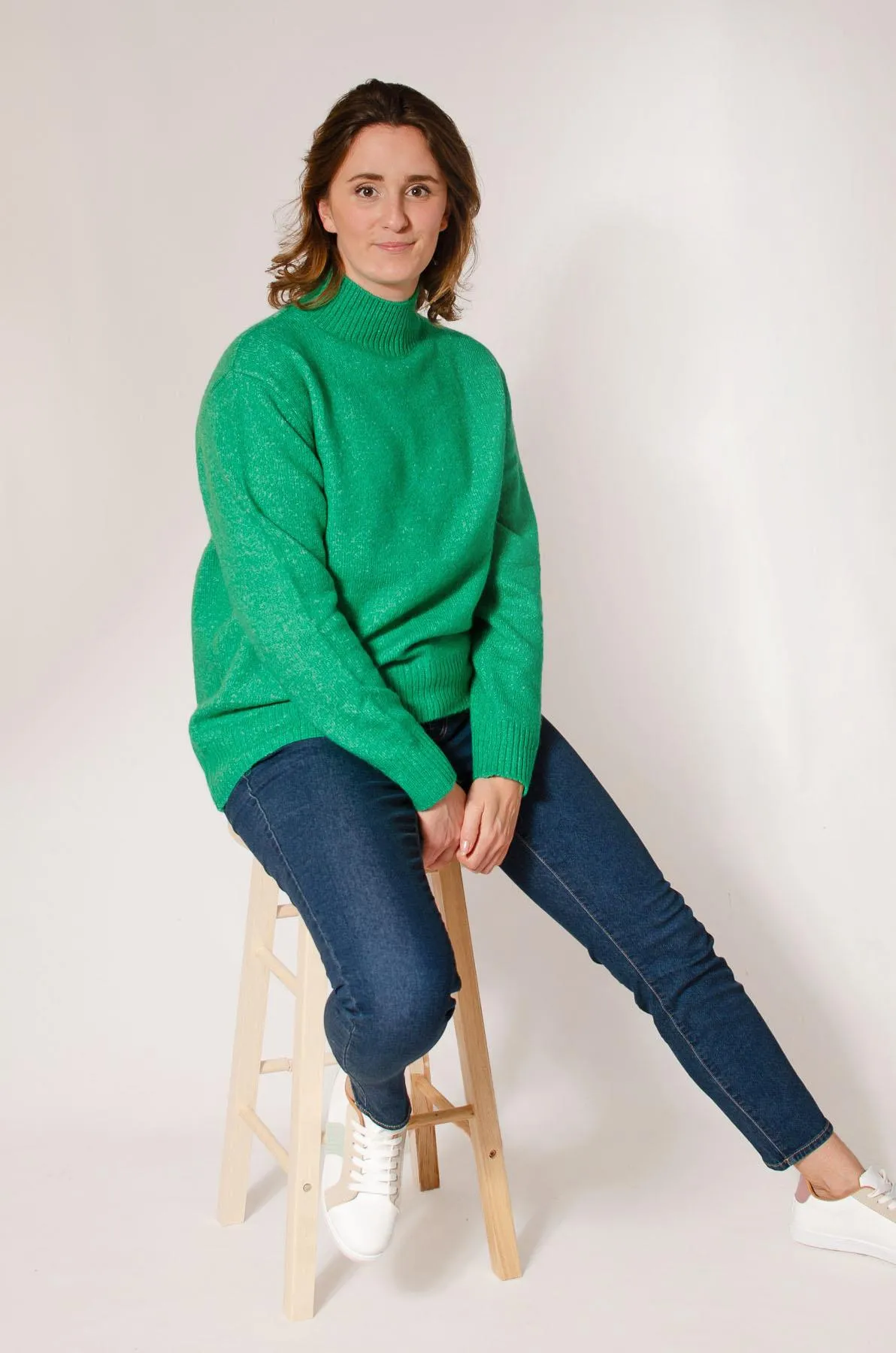 Soft Knit Long Funnel Neck Jumper