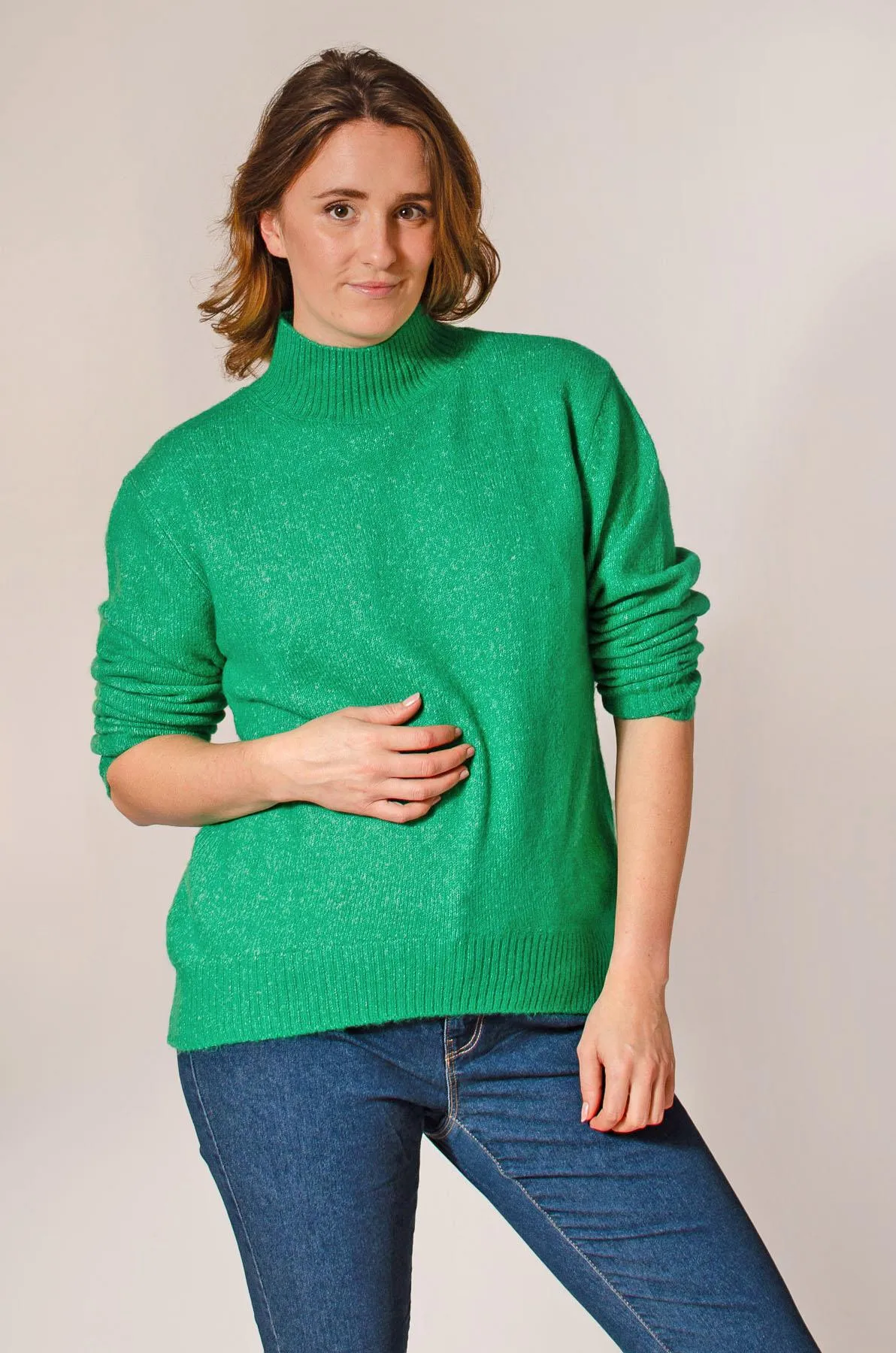 Soft Knit Long Funnel Neck Jumper