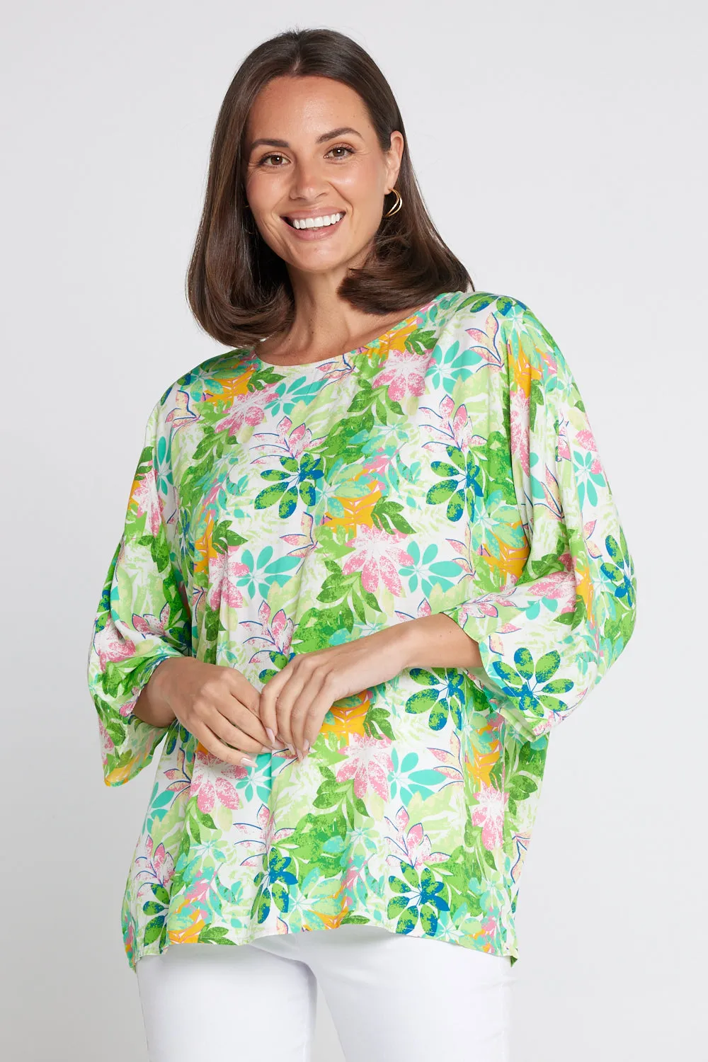 Summer Ease Top - Green Tree Floral