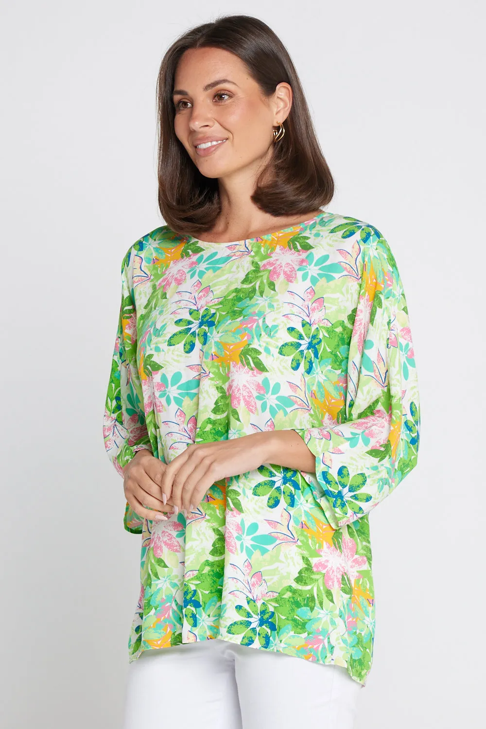 Summer Ease Top - Green Tree Floral