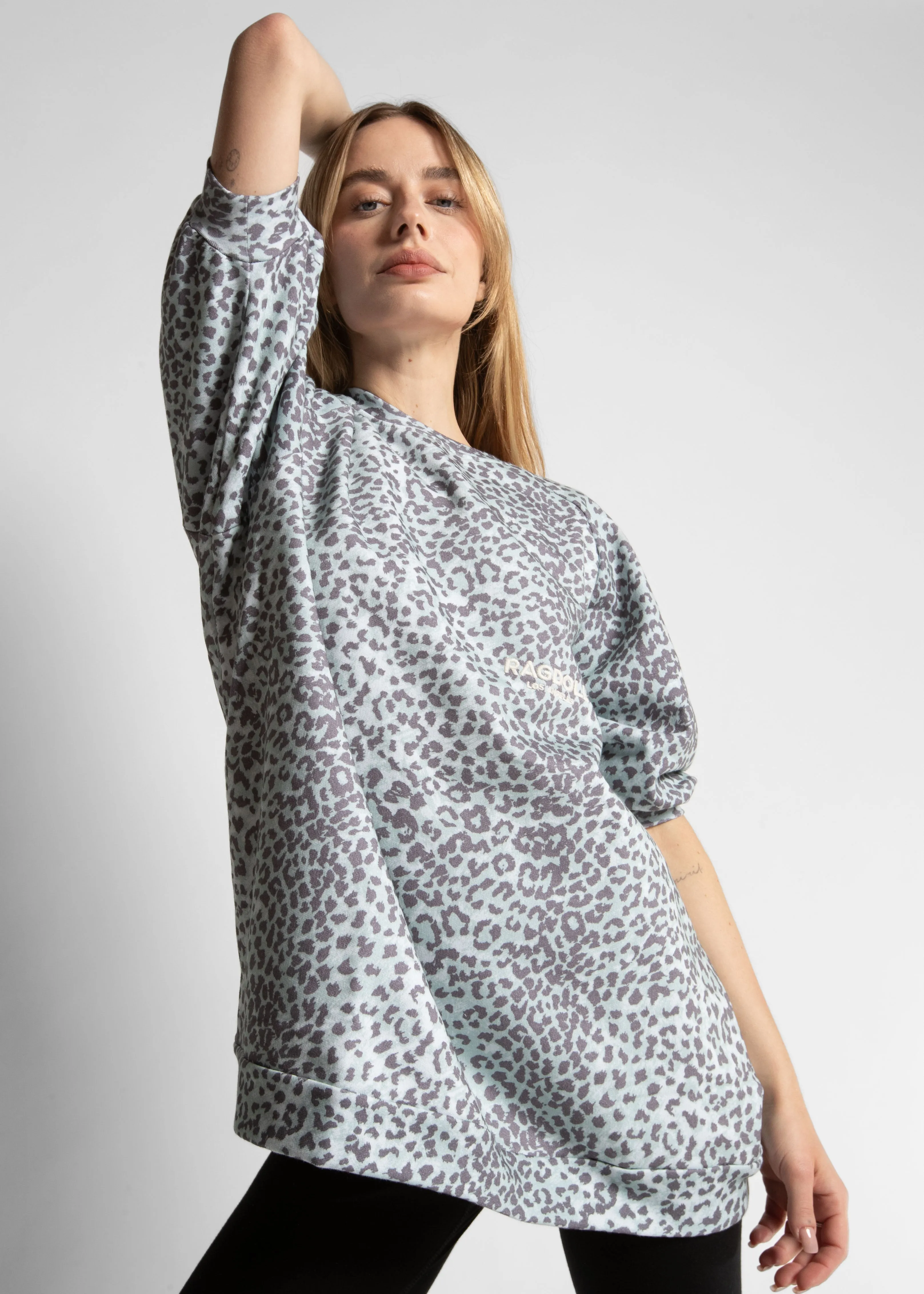 SUPER OVERSIZED SWEATSHIRT LEOPARD SAUGE