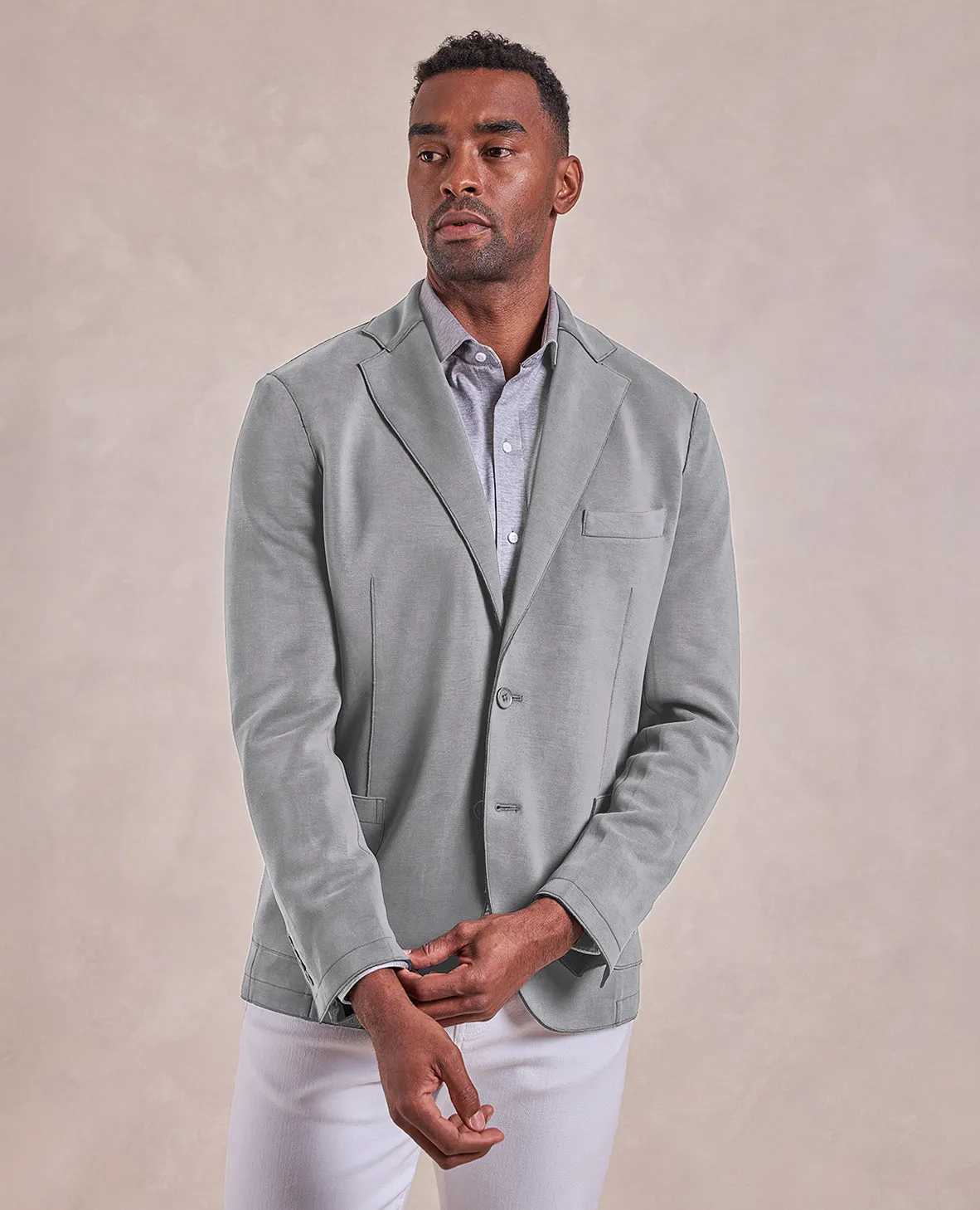 The Luca - Double Knit Soft Jacket - Heather Grey