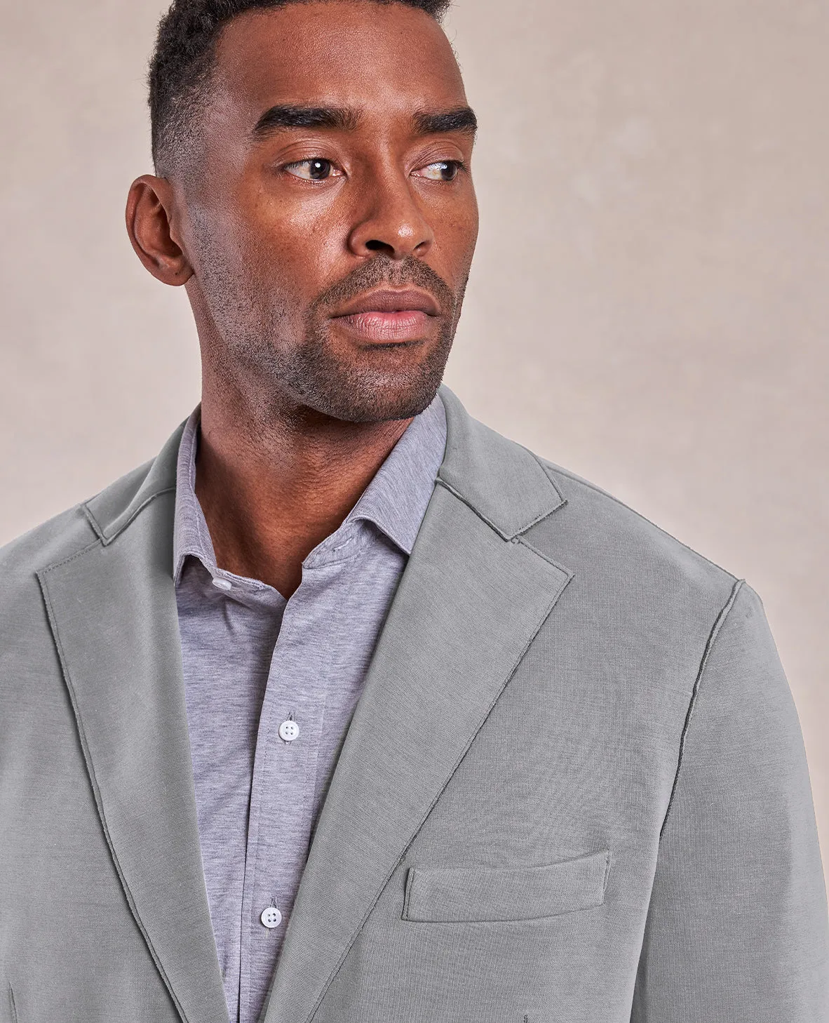 The Luca - Double Knit Soft Jacket - Heather Grey