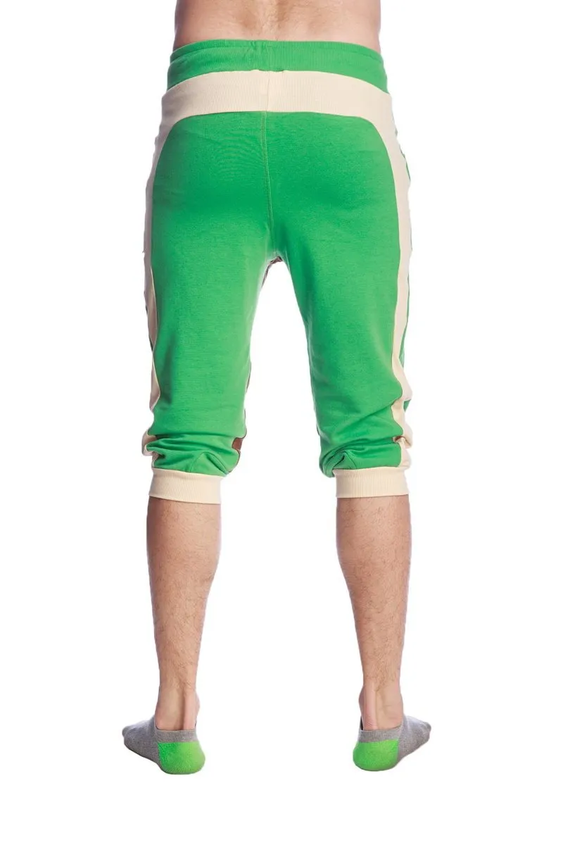 Tri-Color Edge Cuffed Yoga Pants (Bamboo Green w/Sand & Chocolate)