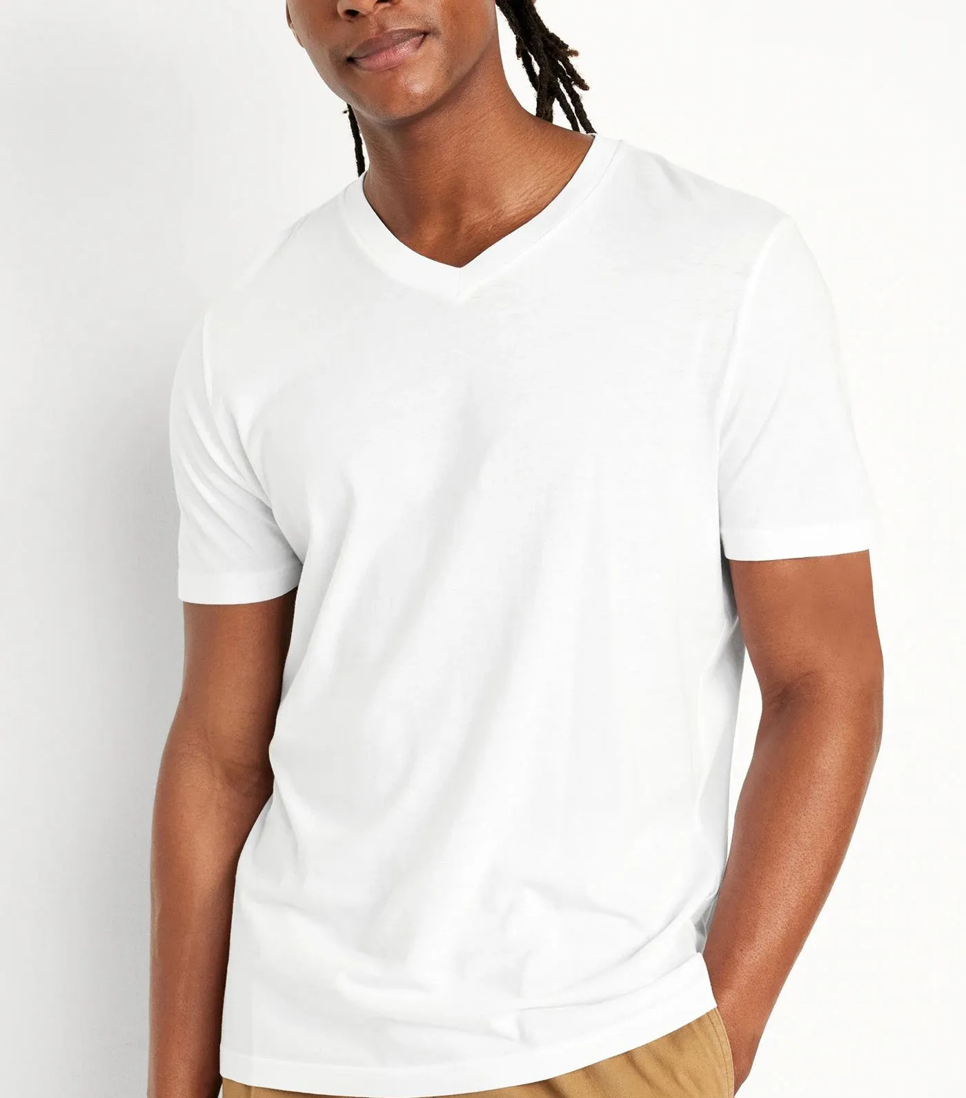 V-Neck T-Shirt For Men Calla Lily White