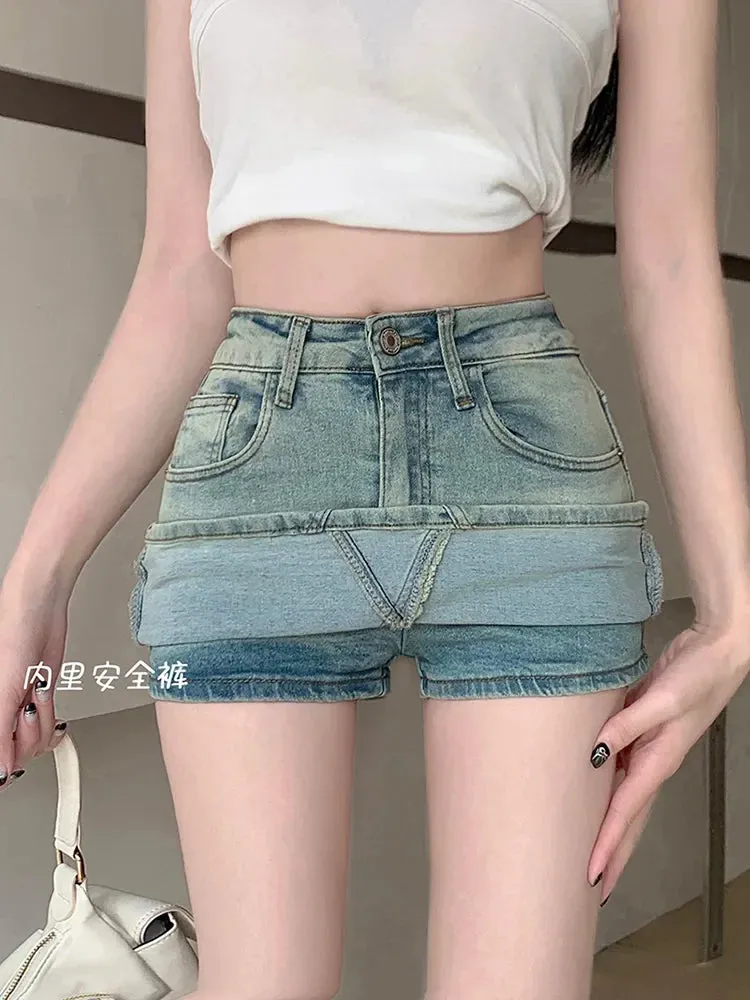 Vintage High Waist Fashion Washed Jeans Skirt