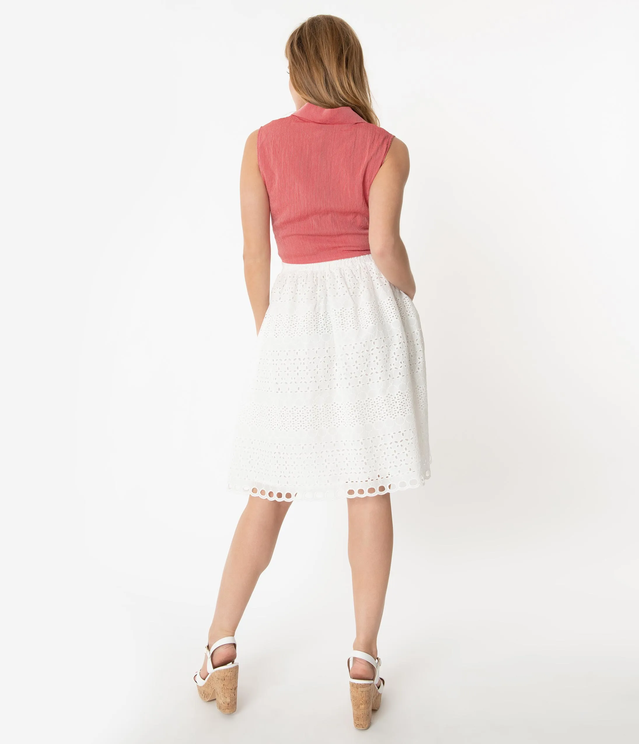 White Eyelet A-Line Skirt