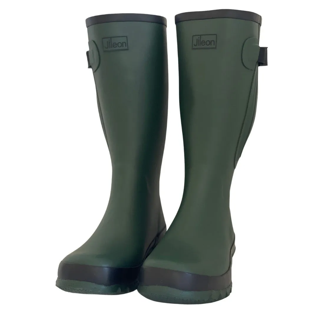 Wide Calf Rain Boots - 15 to 19 inch calf - Green - Regular Width in Ankle