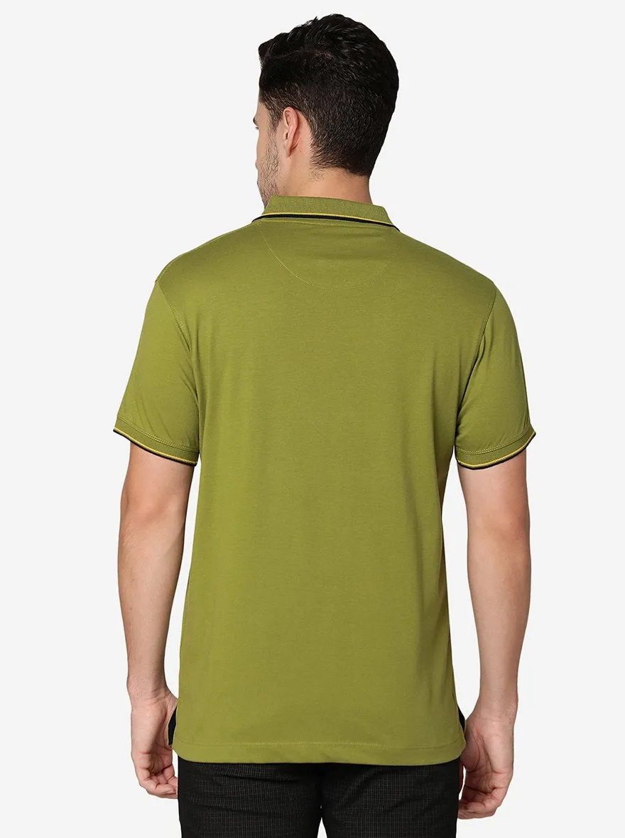 Woodbine Green Solid Slim Fit Polo T-Shirt | Greenfibre