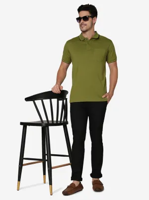 Woodbine Green Solid Slim Fit Polo T-Shirt | Greenfibre