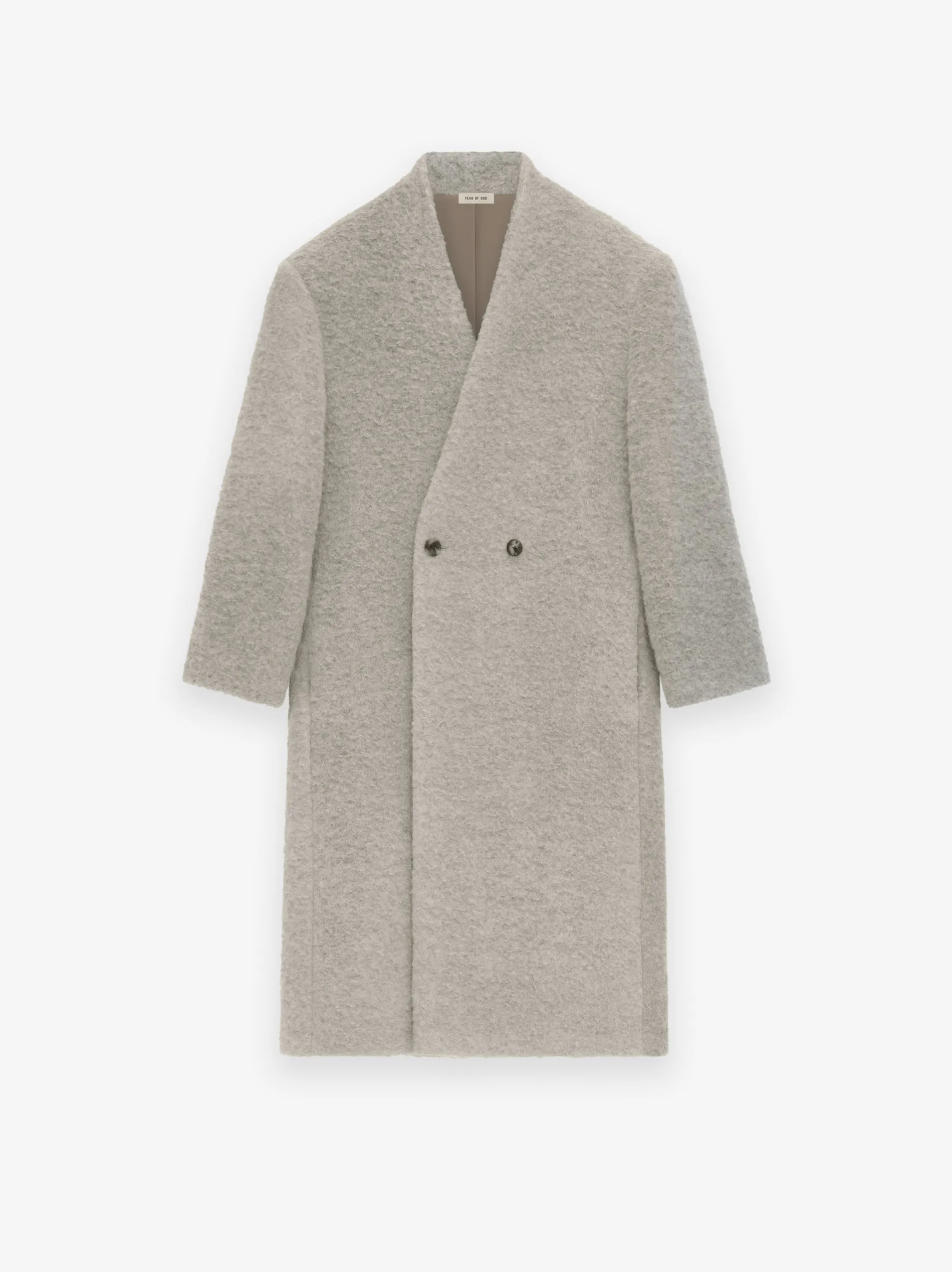 Wool Boucle Lapelless Coat